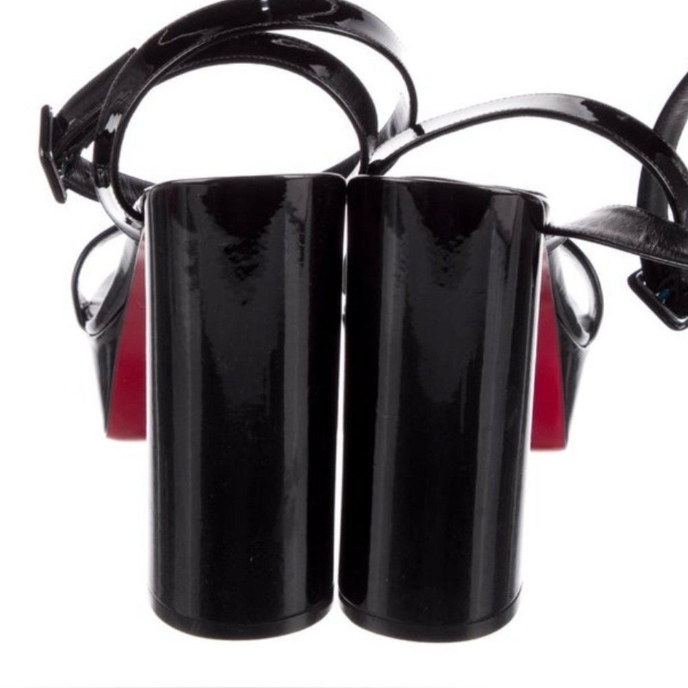 SOLD!Christian Louboutin Black Platform patent leather Heel Sandals - Picture 4 of 16